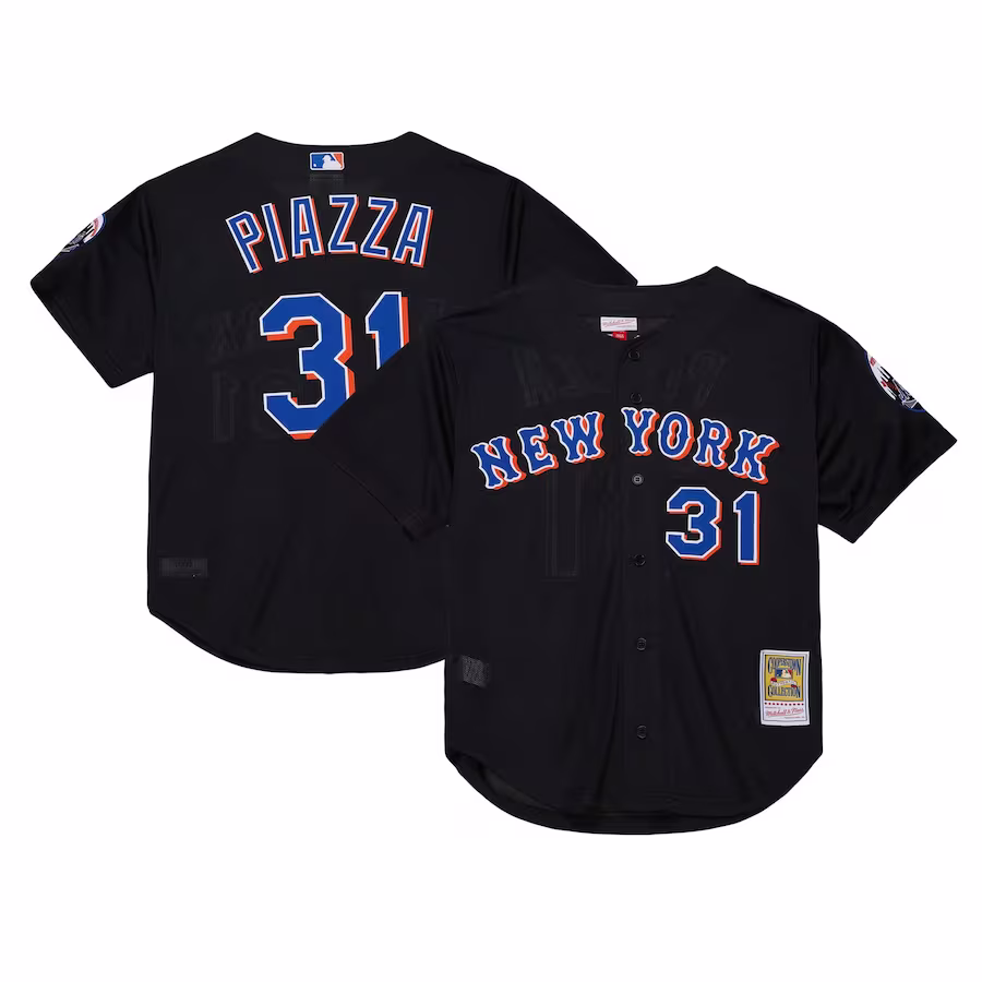 Men's New York Mets Mike Piazza Mitchell & Ness Black Cooperstown Collection 2000 Batting Practice Jersey - U-jersey