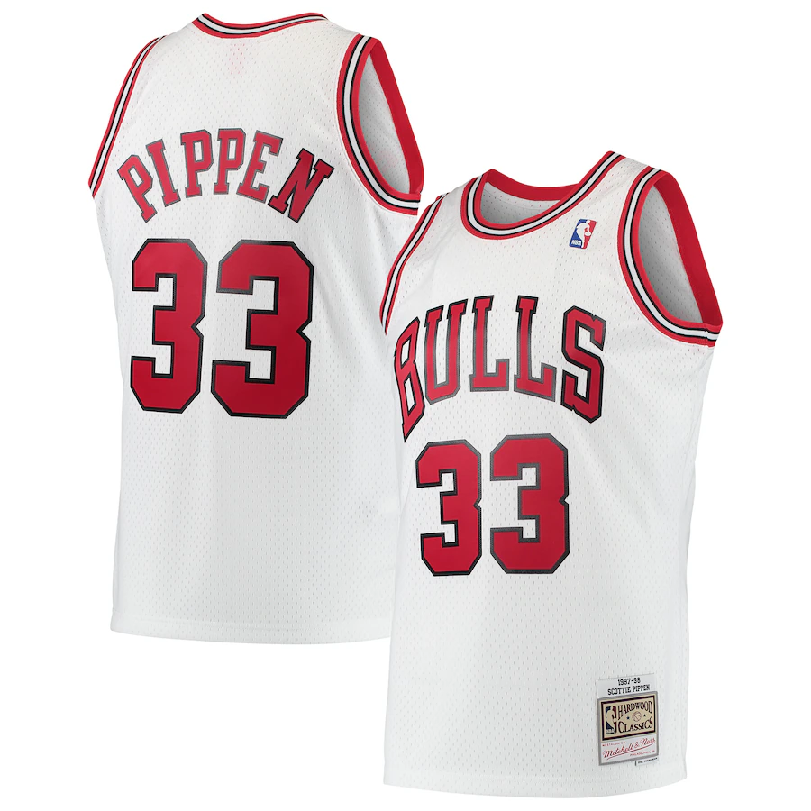 Men's Chicago Bulls Scottie Pippen Mitchell & Ness White Hardwood Classics Swingman Jersey - U-jersey
