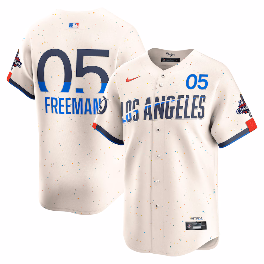 Men's Los Angeles Dodgers Freddie Freeman Nike Cream 2024 World Series Champions City Connect Limited Player Jersey - U-jersey