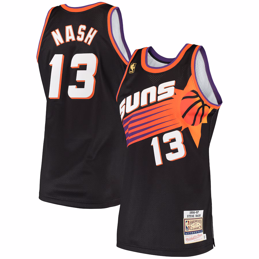 Men's Phoenix Suns Steve Nash Mitchell & Ness Black 1996/97 Hardwood Classics Authentic Jersey - U-jersey