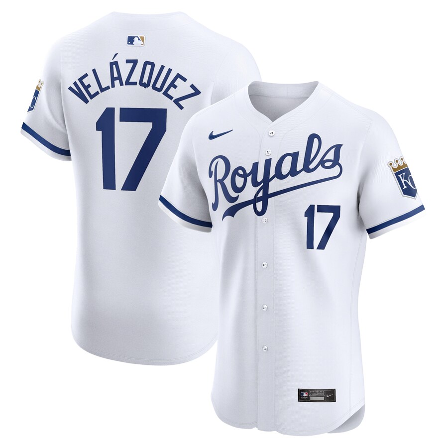 Men's Kansas City Royals Nelson Velazquez Nike White Home Elite Player Jersey - U-jersey