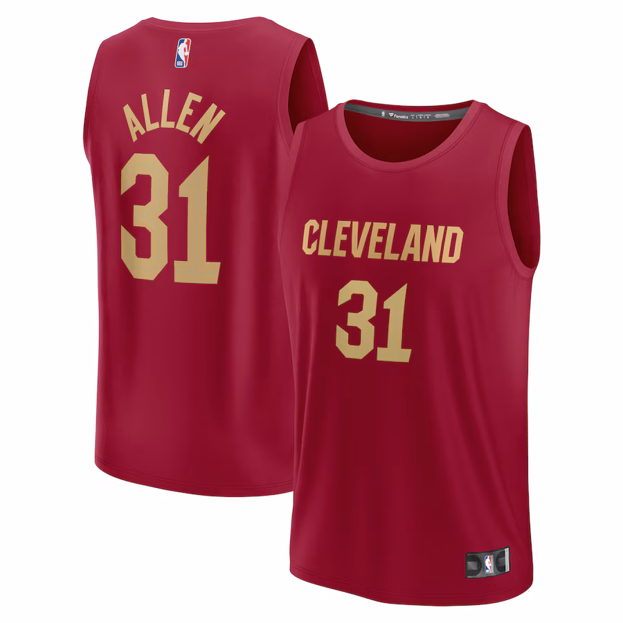 Men's Cleveland Cavaliers Jarrett Allen Fanatics Wine Fast Break Replica Jersey - Icon Edition - U-jersey
