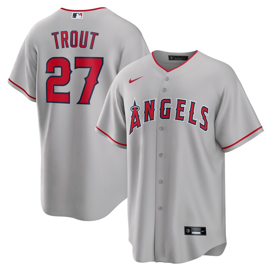 Men's Los Angeles Angels Mike Trout Nike Silver Road Replica Player Name Jersey - U-jersey