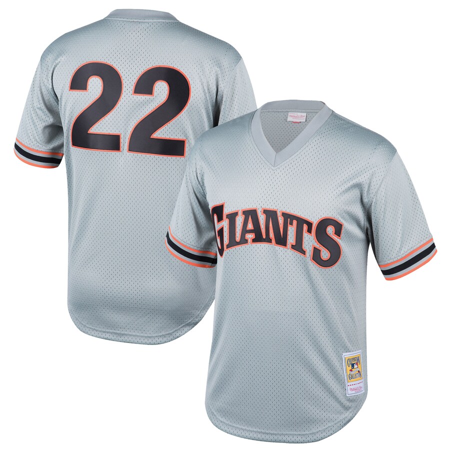 Youth San Francisco Giants Will Clark Mitchell & Ness Gray Cooperstown Collection Mesh Batting Practice Jersey - U-jersey