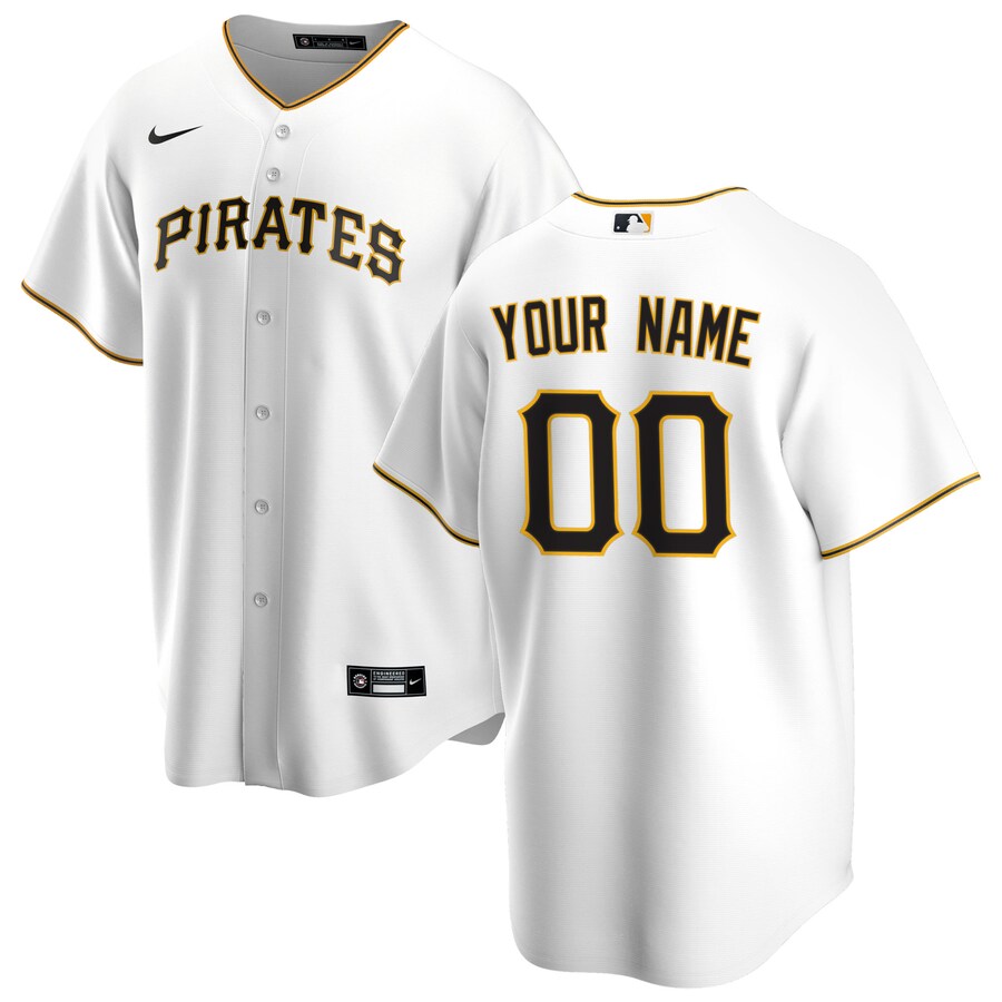 Men's Pittsburgh Pirates Nike White Home Replica Custom Jersey - U-jersey