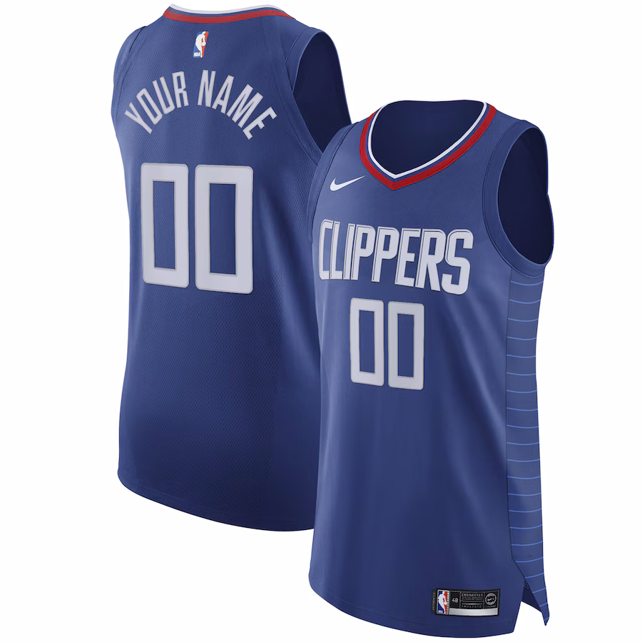 Men's LA Clippers Nike Blue 2020/21 Authentic Custom Jersey - Icon Edition - U-jersey