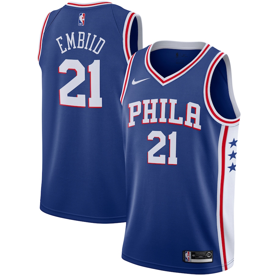 Men's Philadelphia 76ers Joel Embiid Nike Royal 2019/2020 Swingman Jersey - Icon Edition - U-jersey