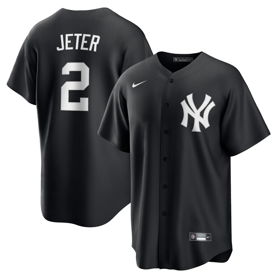 Men's New York Yankees Derek Jeter Nike Black Official Replica Player Jersey - U-jersey