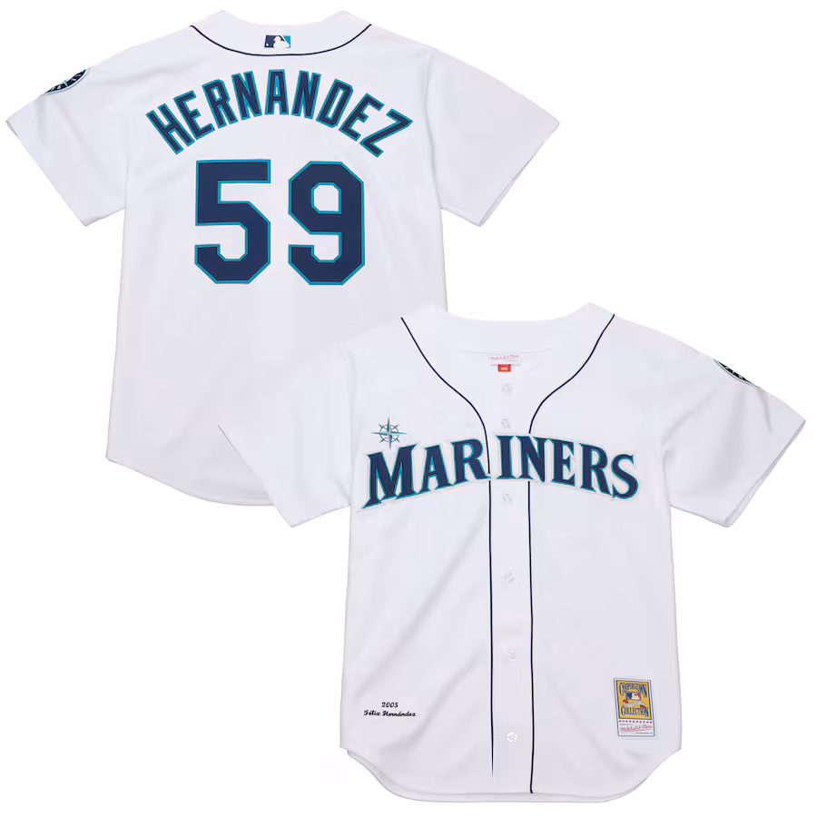Men's Seattle Mariners Felix Hernandez Mitchell & Ness White Cooperstown Collection Authentic Jersey - U-jersey