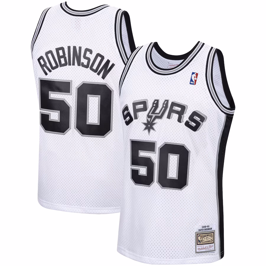 Men's San Antonio Spurs David Robinson Mitchell & Ness White 1998/99 Hardwood Classics Swingman Jersey - U-jersey