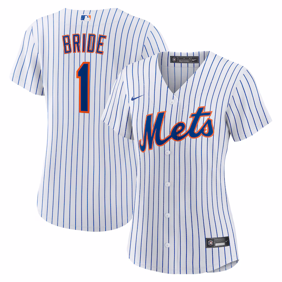Women's New York Mets Nike White #1 Bride Home Replica Jersey - U-jersey