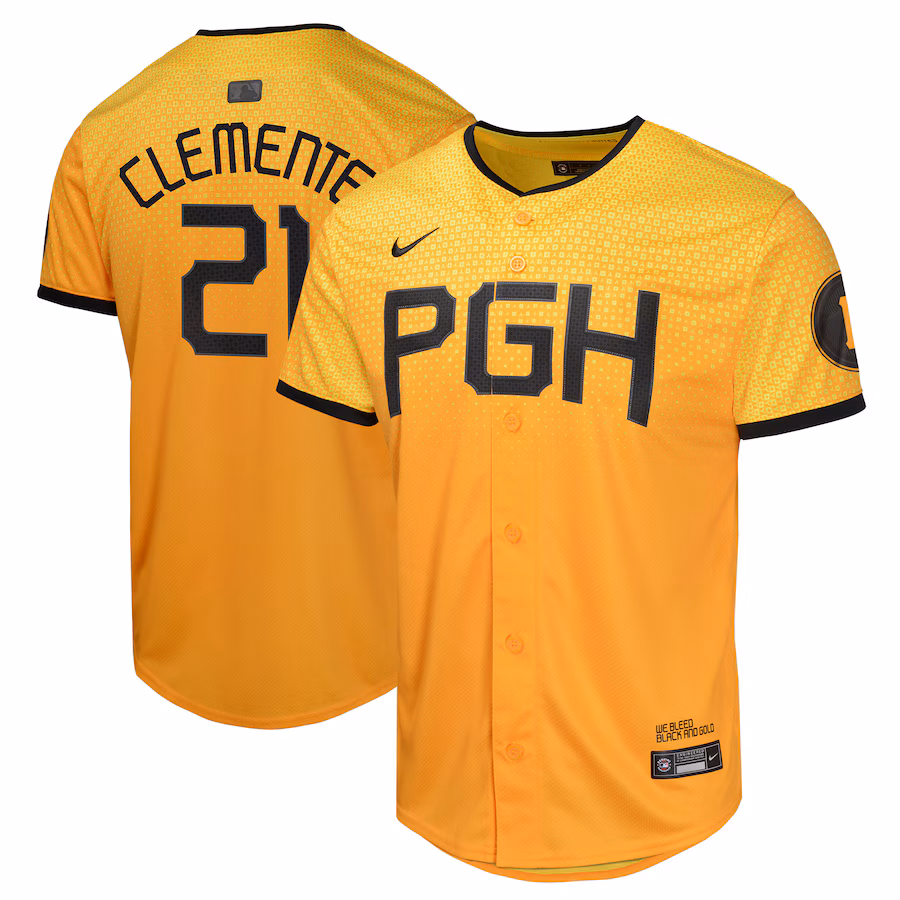Youth Pittsburgh Pirates Roberto Clemente Nike Gold City Connect Limited Player Jersey - U-jersey