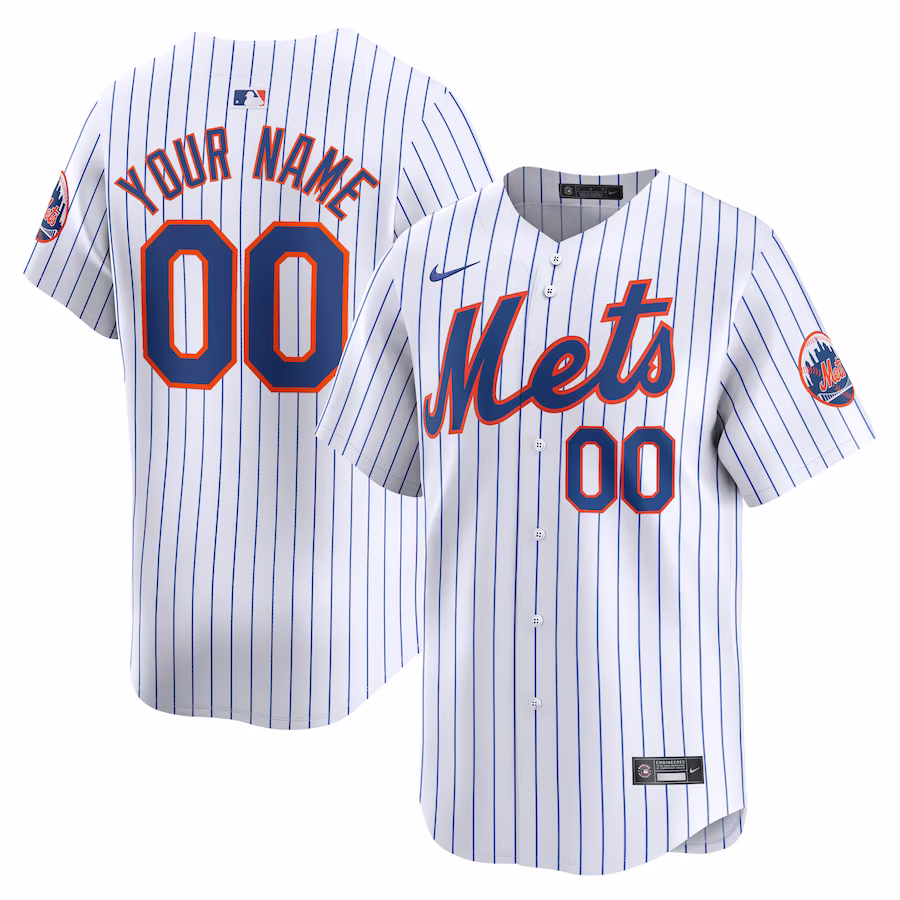 Men's New York Mets Nike White Home Limited Custom Jersey - U-jersey
