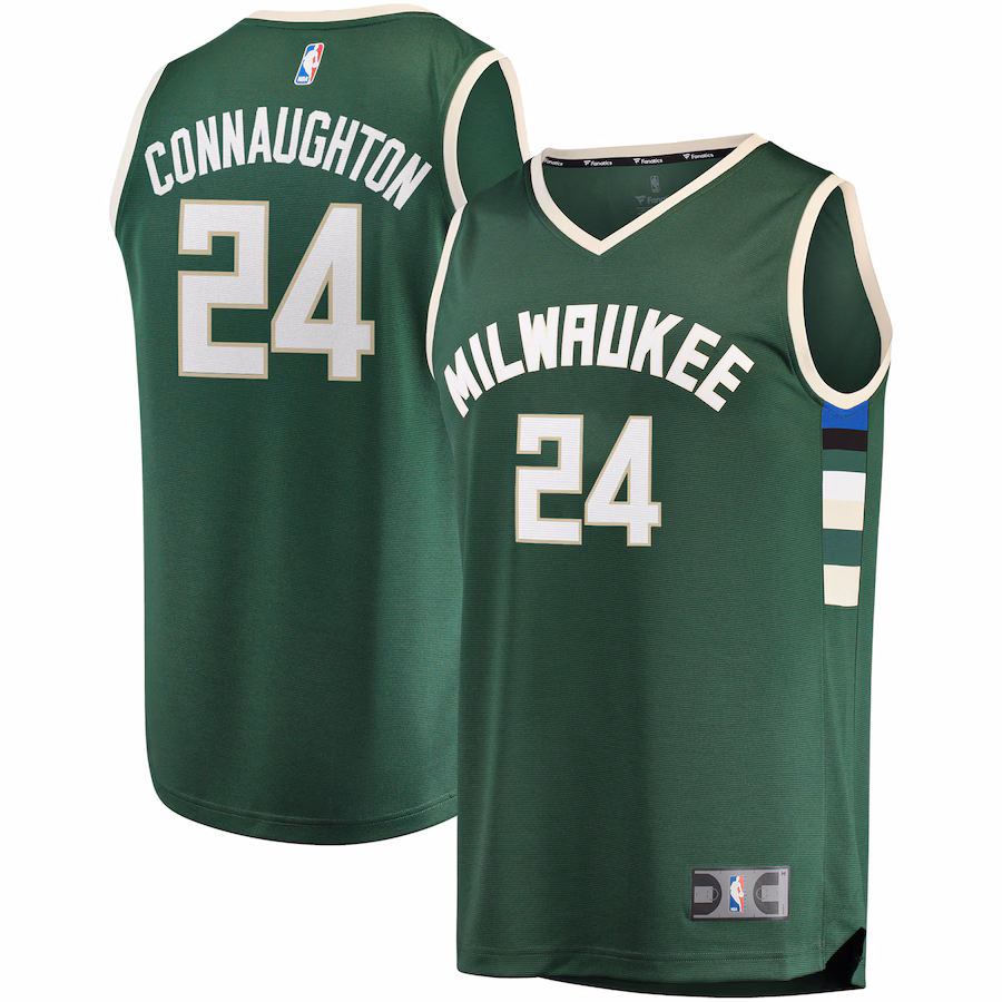 Men's Milwaukee Bucks Pat Connaughton Fanatics Hunter Green Fast Break Replica Jersey - Icon Edition - U-jersey