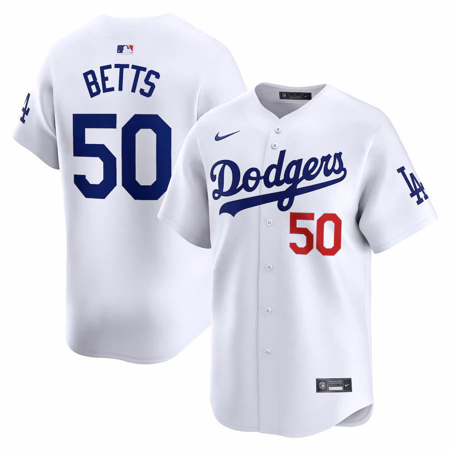Men's Los Angeles Dodgers Mookie Betts Nike White Home Limited Player Jersey - U-jersey