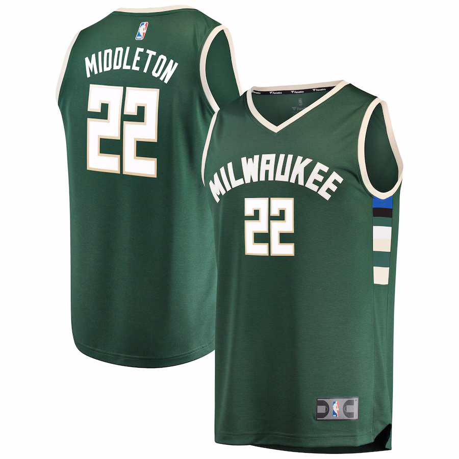 Men's Milwaukee Bucks Khris Middleton Fanatics Green Fast Break Road Replica Player Jersey - Icon Edition - U-jersey
