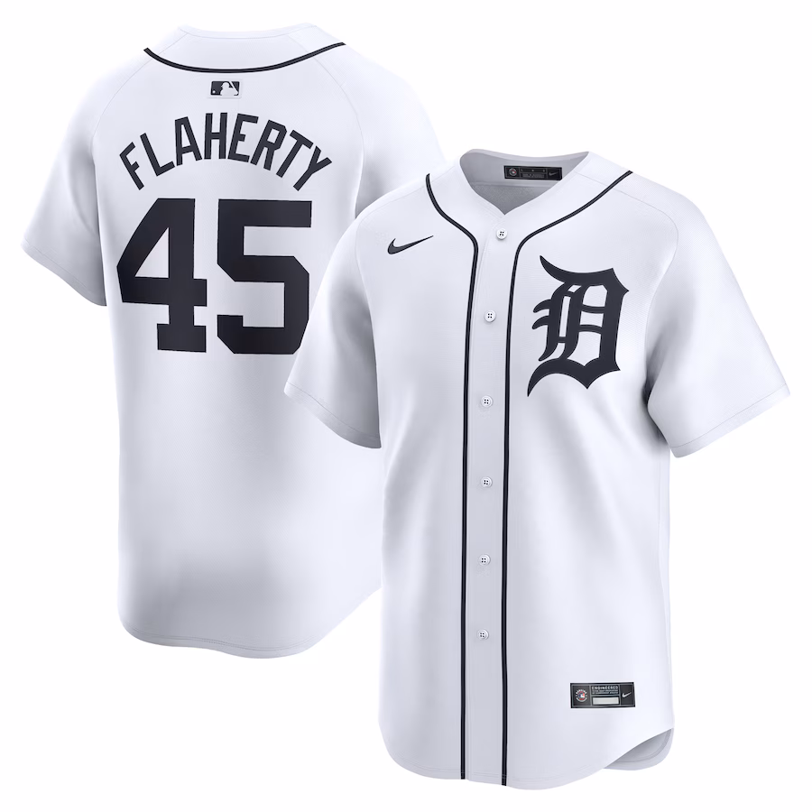 Men's Detroit Tigers Jack Flaherty Nike White Home Limited Player Jersey - U-jersey