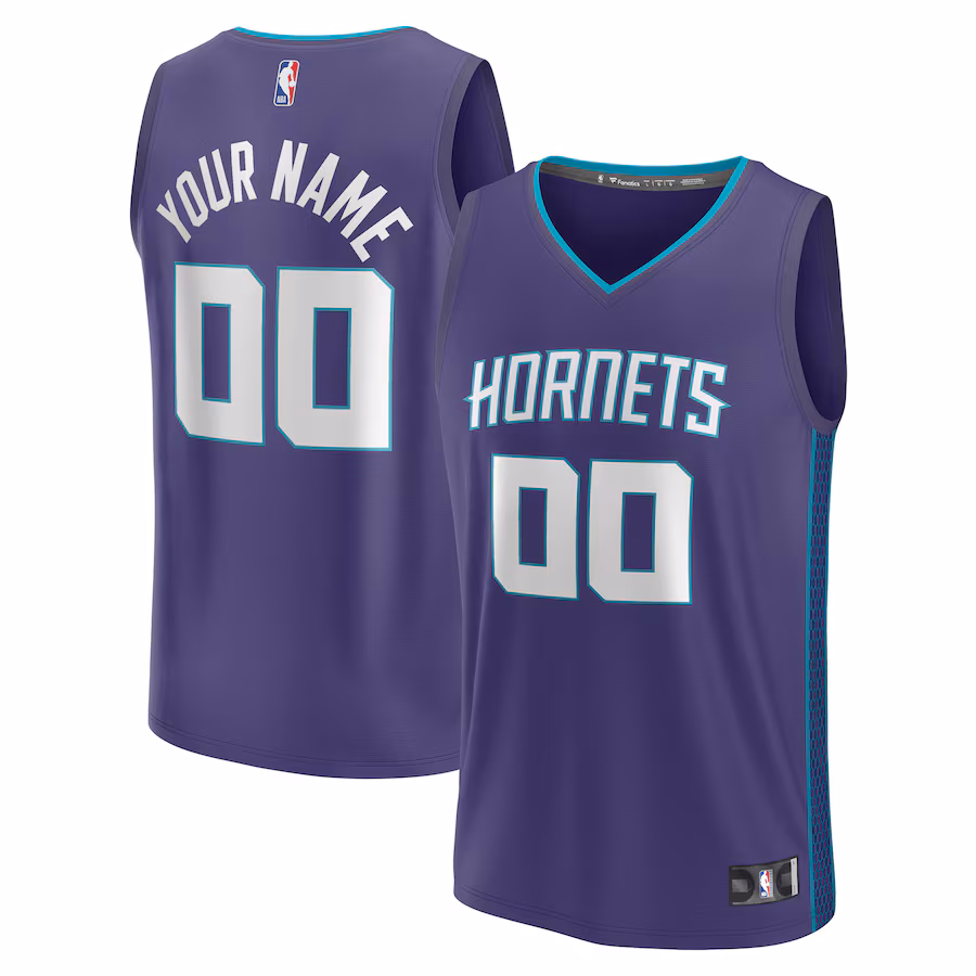 Men's Charlotte Hornets  Fanatics Purple Fast Break Custom Jersey - Statement Edition - U-jersey