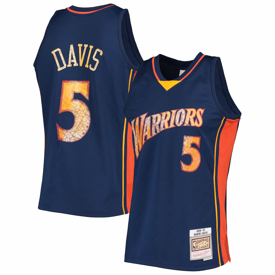 Men's Golden State Warriors Baron Davis Mitchell & Ness Royal 2006/07 Hardwood Classics NBA 75th Anniversary Diamond Swingman Jersey - U-jersey