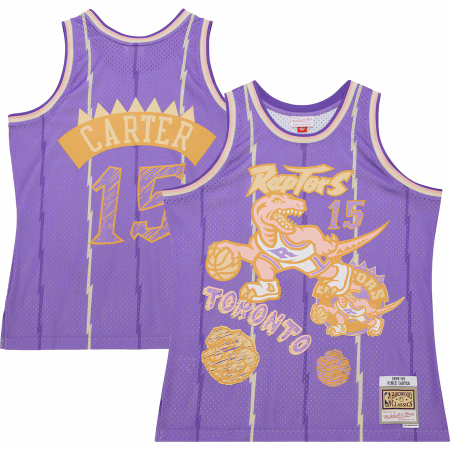 Men's Toronto Raptors Vince Carter Mitchell & Ness Purple 1998/99 Swingman Sidewalk Sketch Jersey - U-jersey