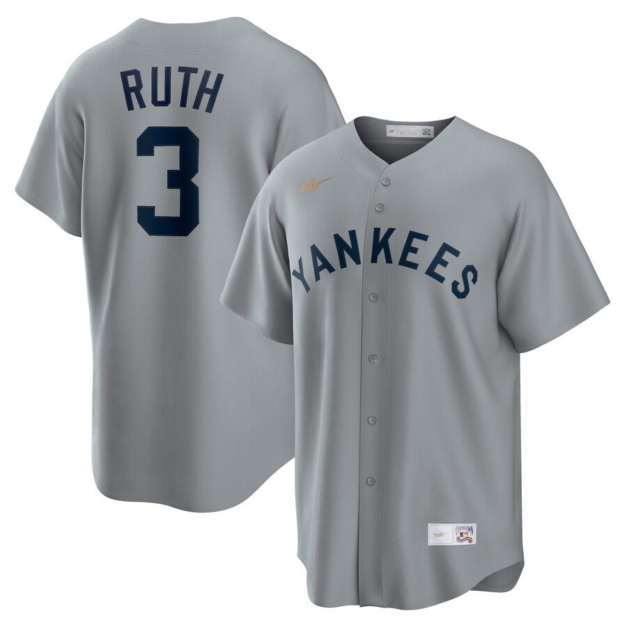 Men's New York Yankees Babe Ruth Nike Gray Road Cooperstown Collection Player Jersey - U-jersey