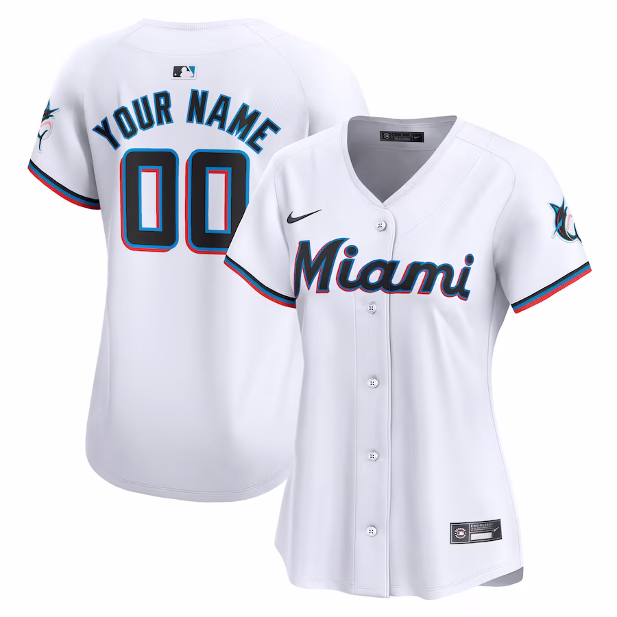 Women's Miami Marlins Nike White Home Limited Custom Jersey - U-jersey