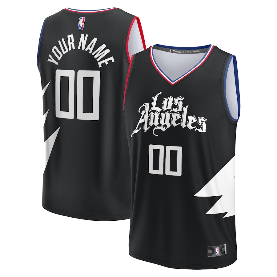 Youth LA Clippers  Fanatics Black Fast Break Replica Custom Jersey - Statement Edition - U-jersey