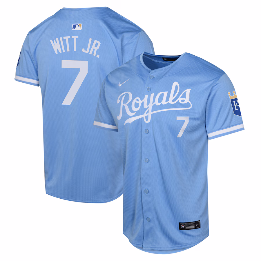 Youth Kansas City Royals Bobby Witt Nike Light Blue Alternate Limited Player Jersey - U-jersey