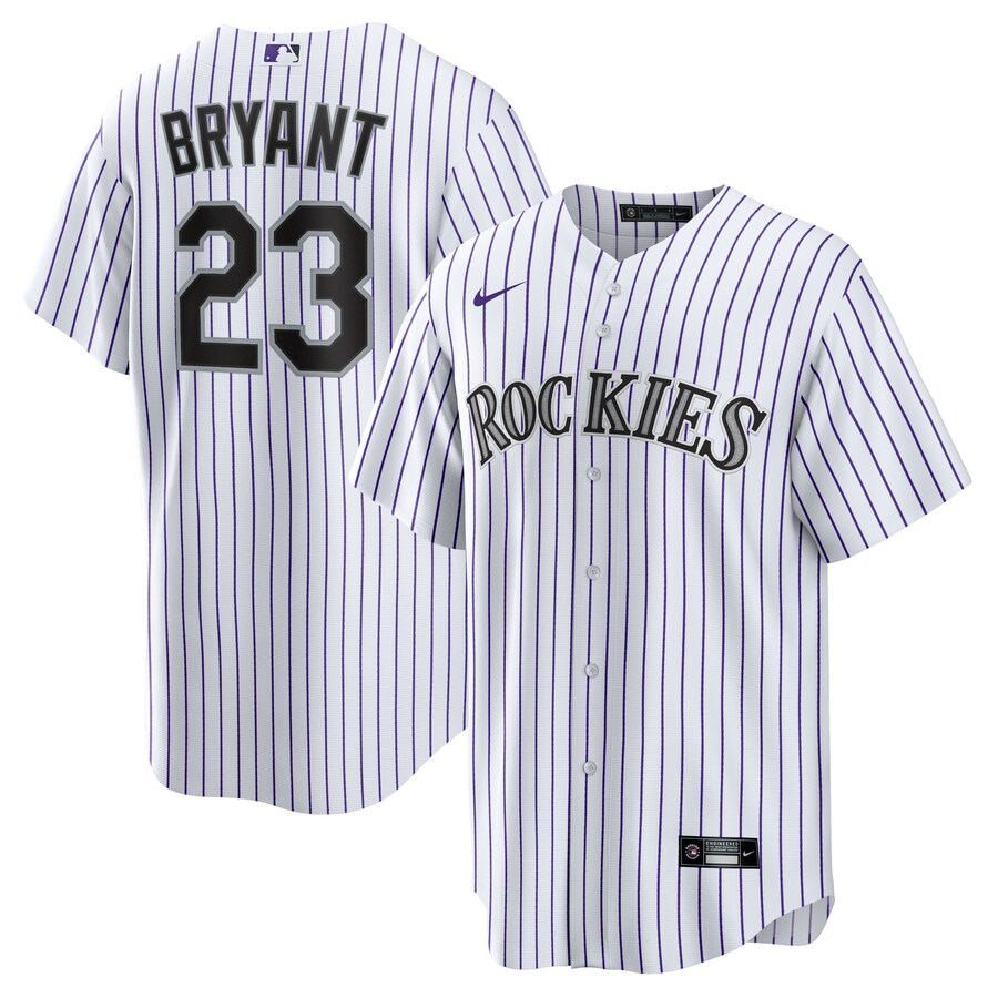 Men's Colorado Rockies Kris Bryant Nike White/Purple Replica Player Jersey - U-jersey