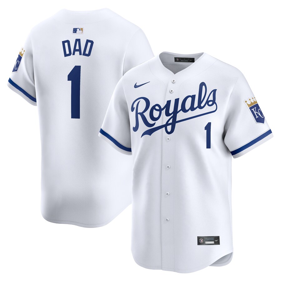 Men's Kansas City Royals Nike White #1 Dad Home Limited Jersey - U-jersey