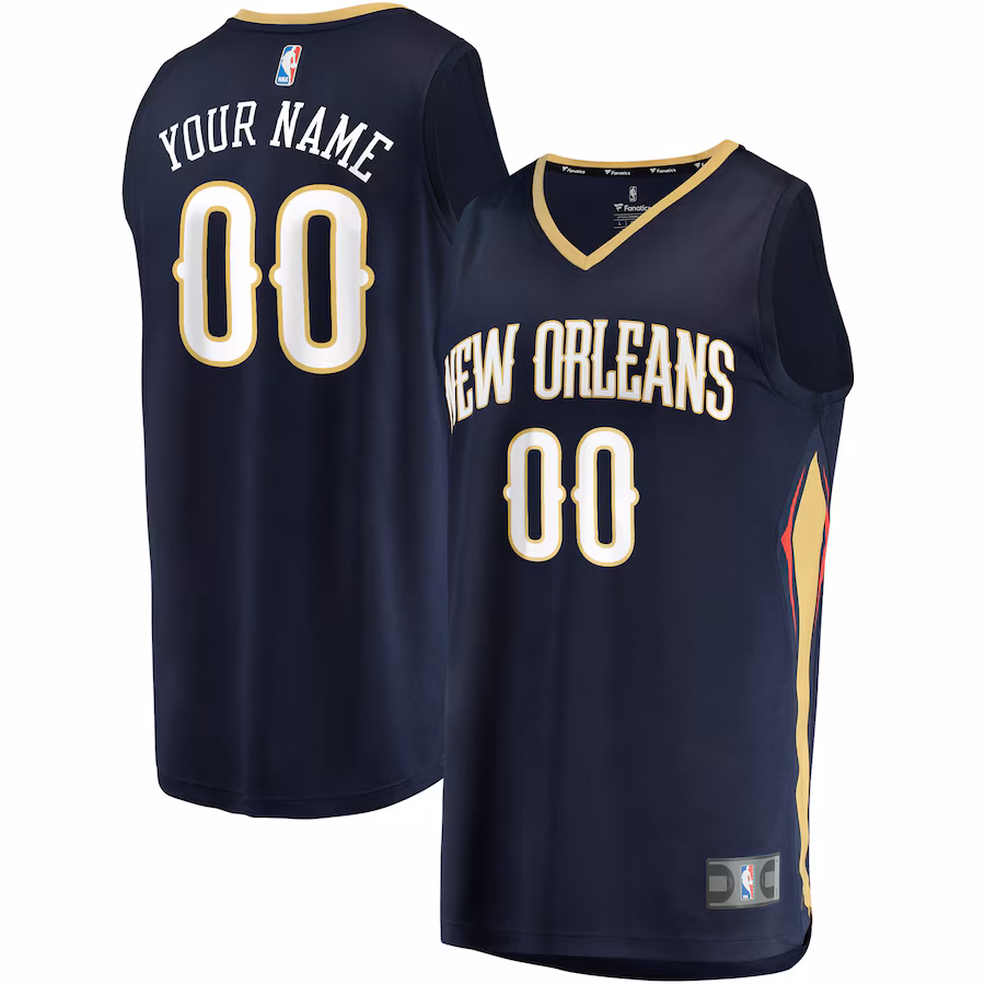 Men's New Orleans Pelicans Fanatics Navy Fast Break Custom Replica Jersey - Icon Edition - U-jersey