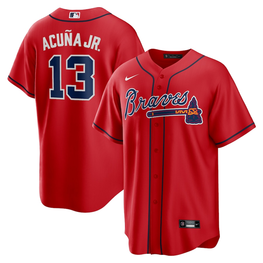 Men's Atlanta Braves Ronald Acuña Jr. Nike Red Alternate 2 Replica Jersey - U-jersey