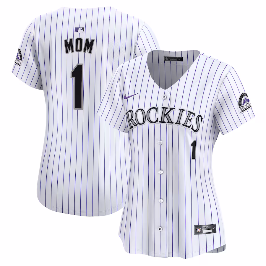 Women's Colorado Rockies Nike White #1 Mom Home Limited Jersey - U-jersey