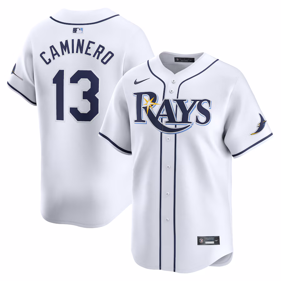 Men's Tampa Bay Rays Junior Caminero Nike White Home Limited Player Jersey - U-jersey