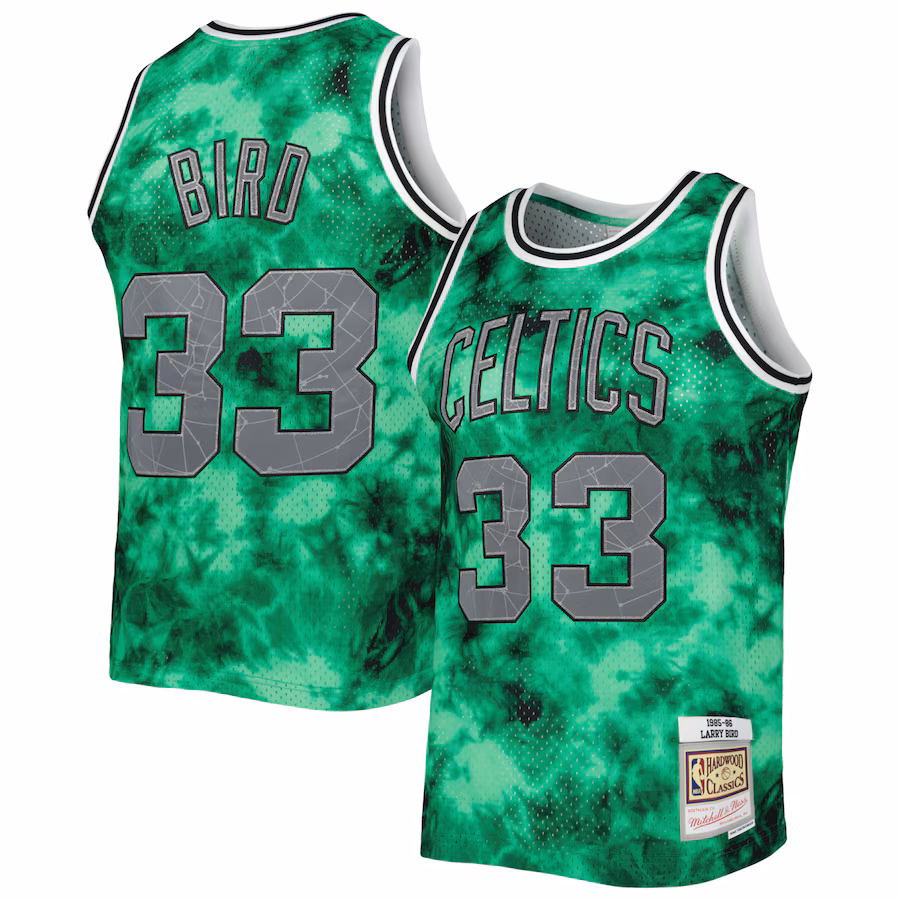 Men's Boston Celtics Larry Bird Mitchell & Ness Kelly Green 1985/86 Galaxy Swingman Jersey - U-jersey