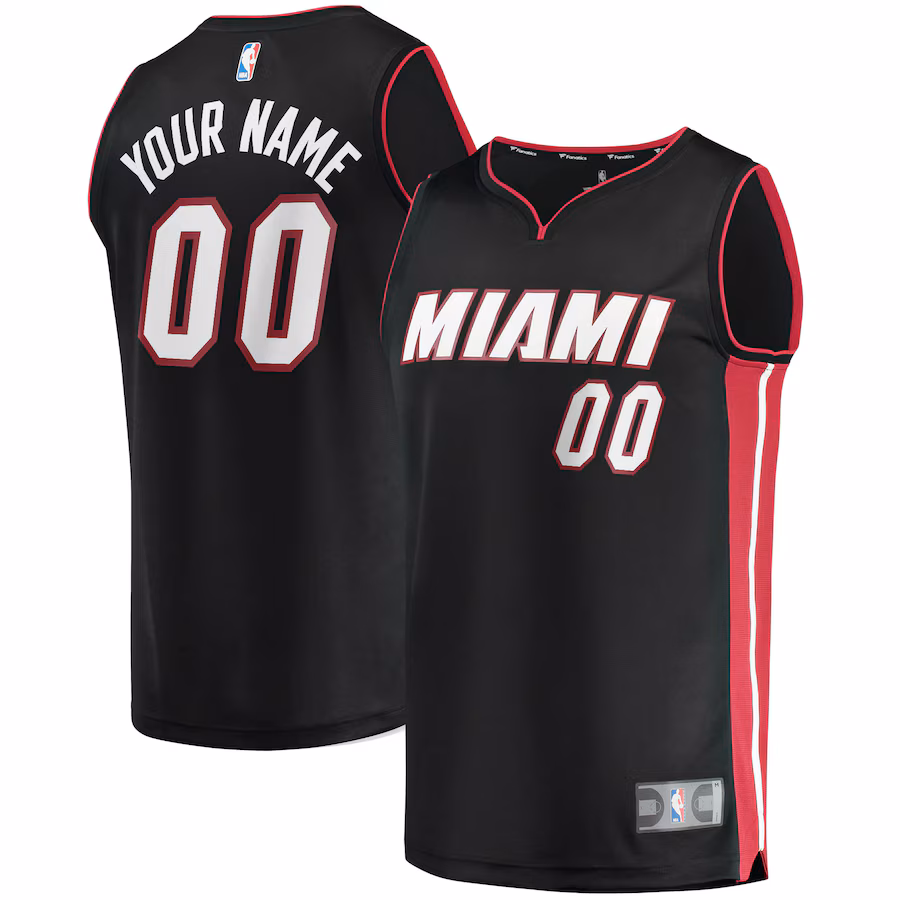 Men's Miami Heat Fanatics Black Fast Break Custom Replica Jersey - Icon Edition - U-jersey