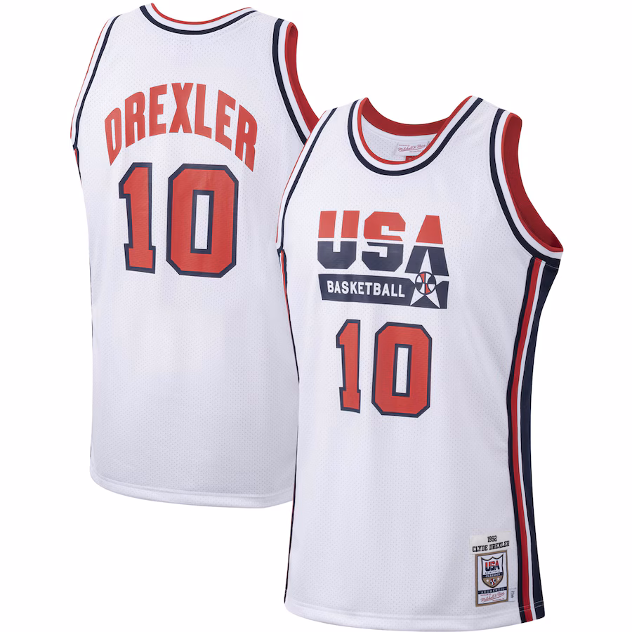 Men's USA Basketball Clyde Drexler Mitchell & Ness White 1992 Authentic Jersey - U-jersey