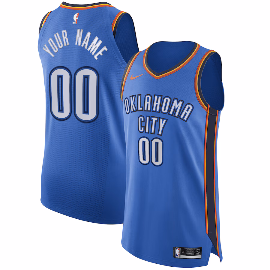 Men's Oklahoma City Thunder Nike Blue Authentic Custom Jersey - Icon Edition - U-jersey