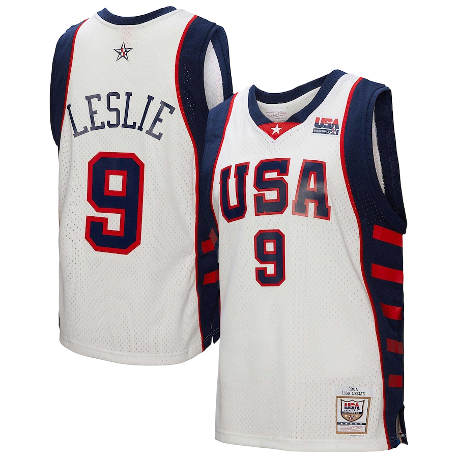 Men's USA Women's Basketball Lisa Leslie Mitchell & Ness White 2004 Hardwood Classics Swingman Jersey - U-jersey