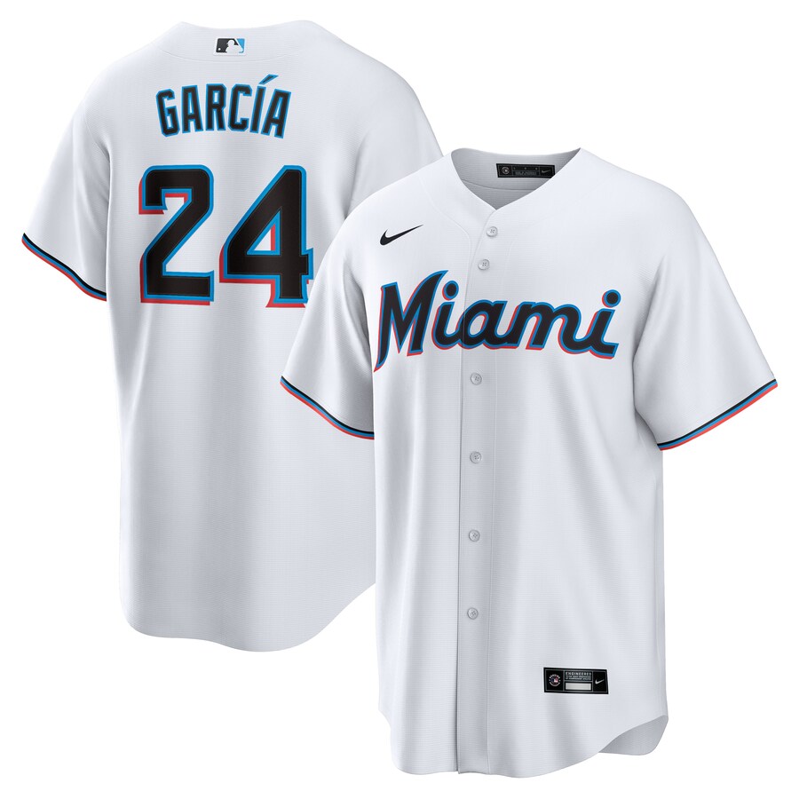 Men's Miami Marlins Avisaíl García Nike White Home  Replica Player Jersey - U-jersey