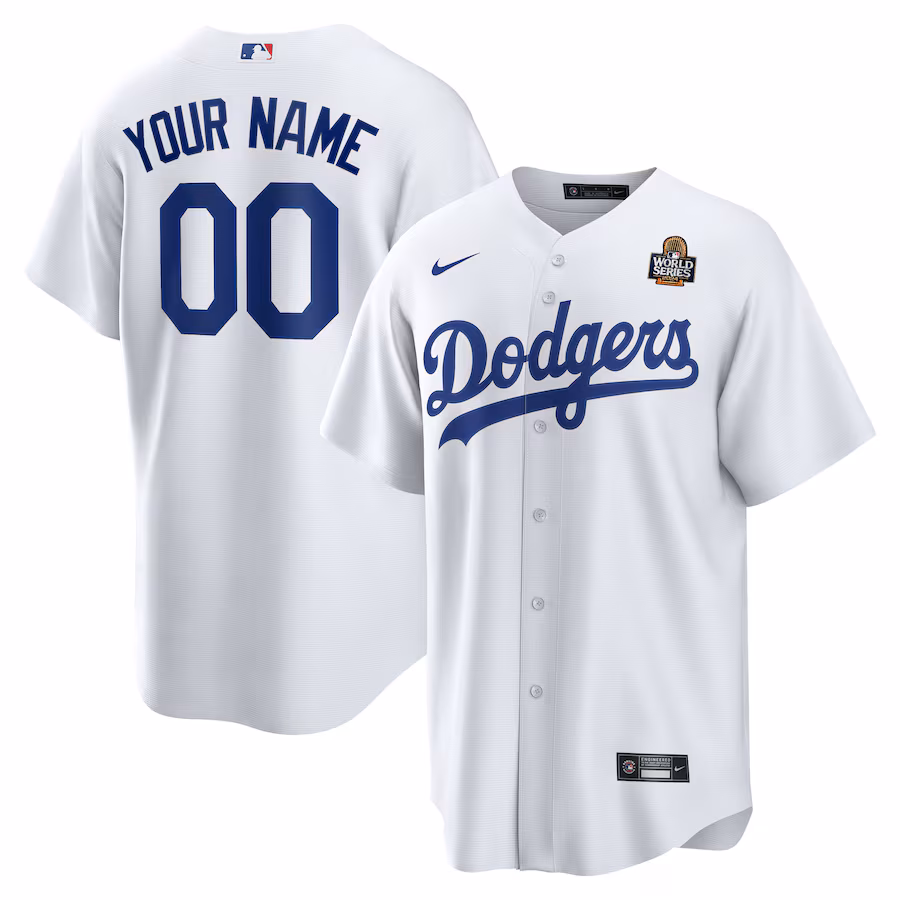 Men's Los Angeles Dodgers Nike White 2024 World Series Home Custom Replica Jersey - U-jersey