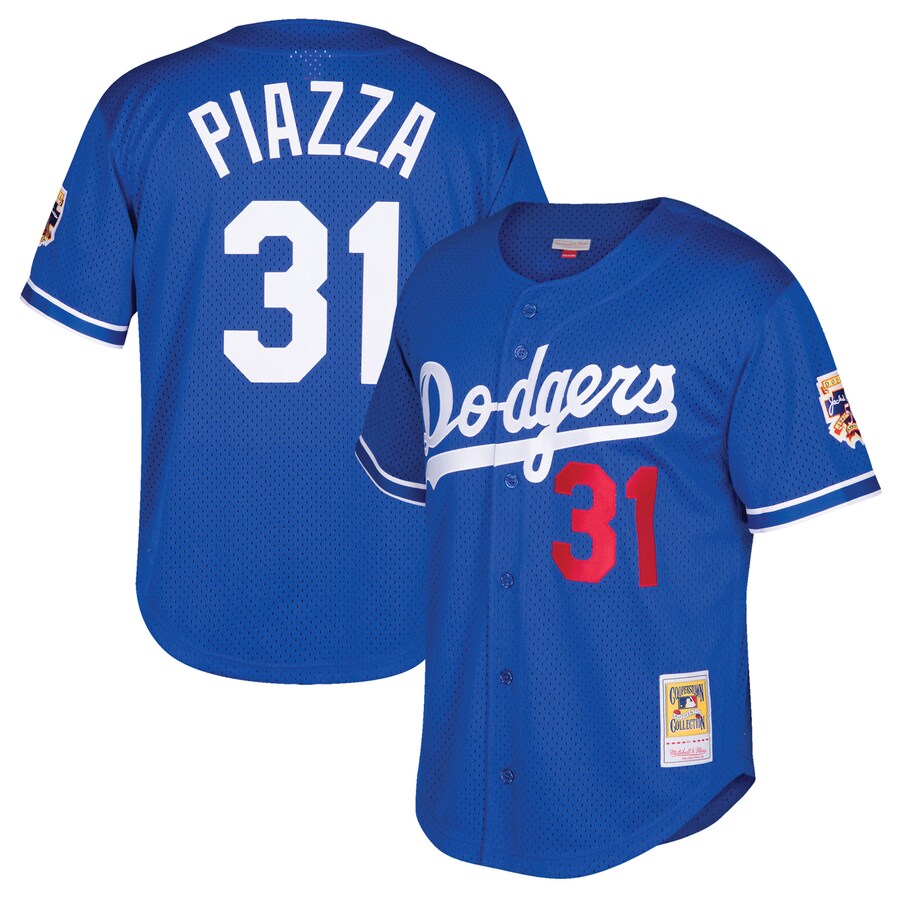 Youth Los Angeles Dodgers Mike Piazza Mitchell & Ness Royal Cooperstown Collection Mesh Batting Practice Jersey - U-jersey