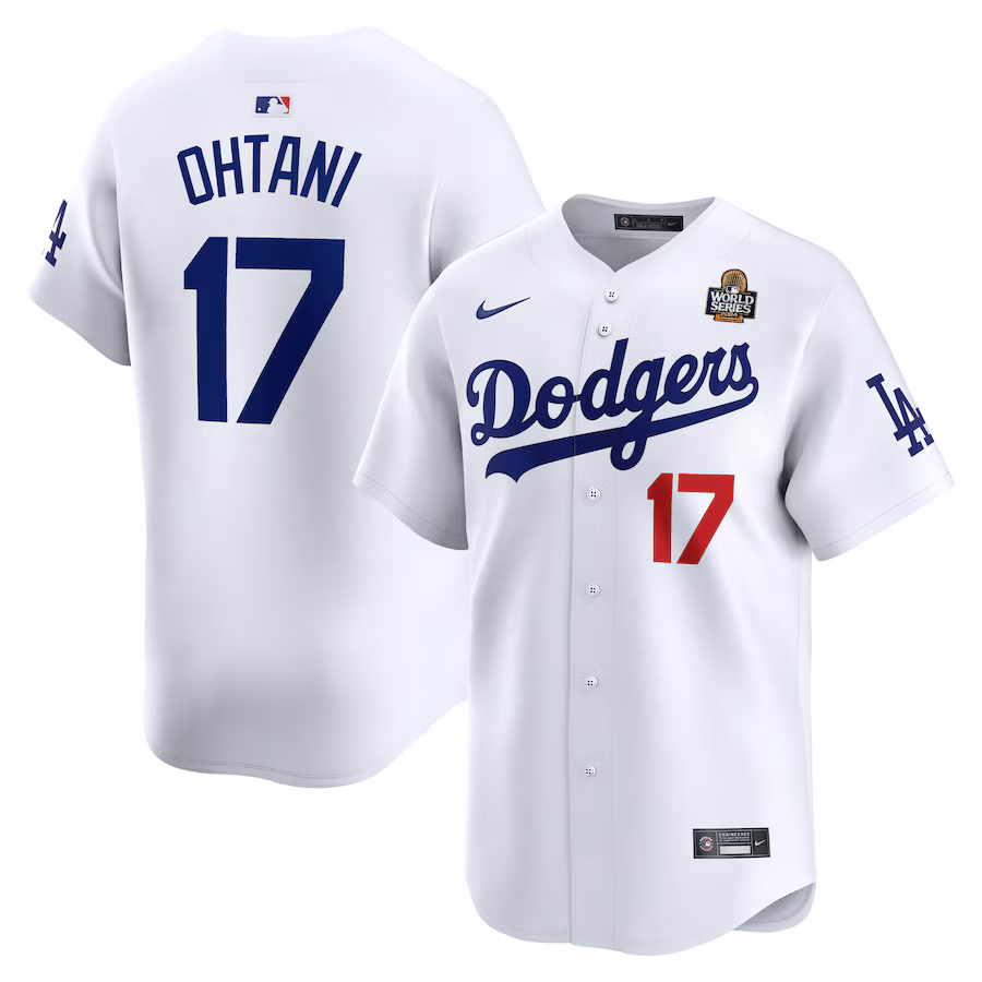 Men's Los Angeles Dodgers Shohei Ohtani Nike White 2024 World Series Home Limited Player Jersey - U-jersey