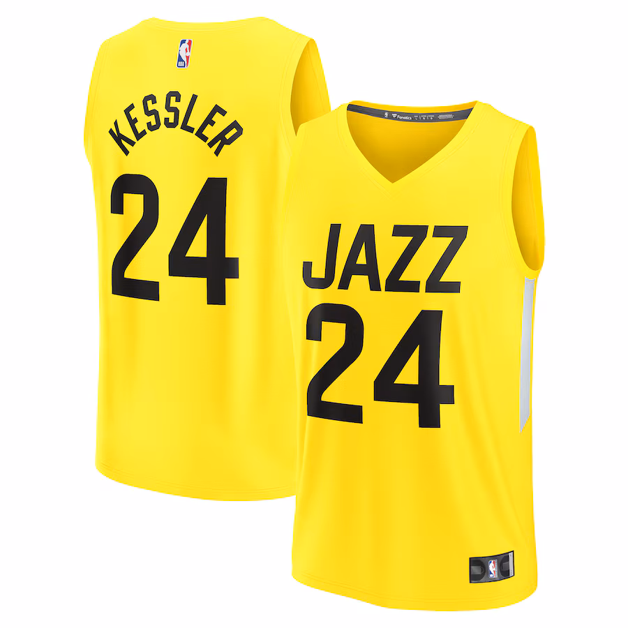 Men's Utah Jazz Walker Kessler Fanatics Yellow Fast Break Replica Player Jersey - Icon Edition - U-jersey