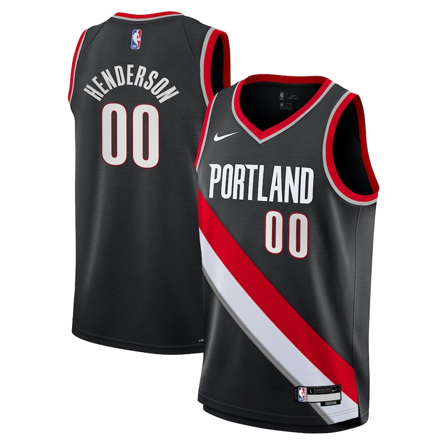 Youth Portland Trail Blazers Scoot Henderson Nike Black Swingman Jersey - Icon Edition - U-jersey