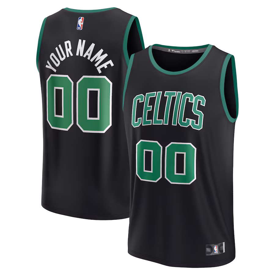 Men's Boston Celtics Fanatics Black Fast Break Replica Custom Jersey - Statement Edition - U-jersey