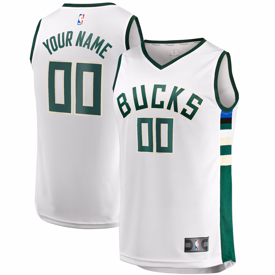 Youth Milwaukee Bucks Fanatics White Fast Break Replica Custom Jersey - Association Edition - U-jersey