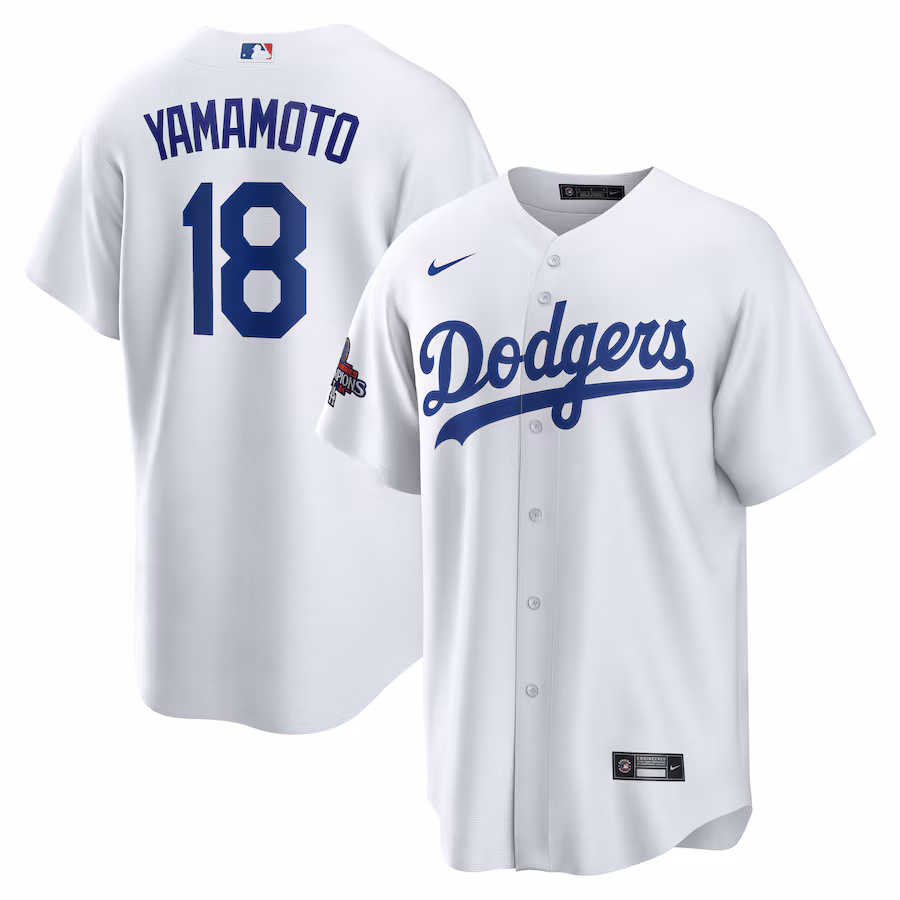 Men's Los Angeles Dodgers Yoshinobu Yamamoto Nike White 2024 World Series Champions Home Replica Player Jersey - U-jersey