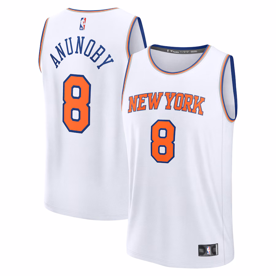 Men's New York Knicks OG Anunoby Fanatics White Fast Break Replica Player Jersey - Association Edition - U-jersey