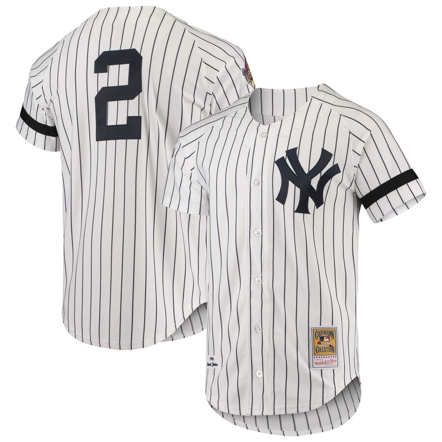Men's New York Yankees Mitchell & Ness White Cooperstown Collection 1996 Authentic Home Jersey - U-jersey
